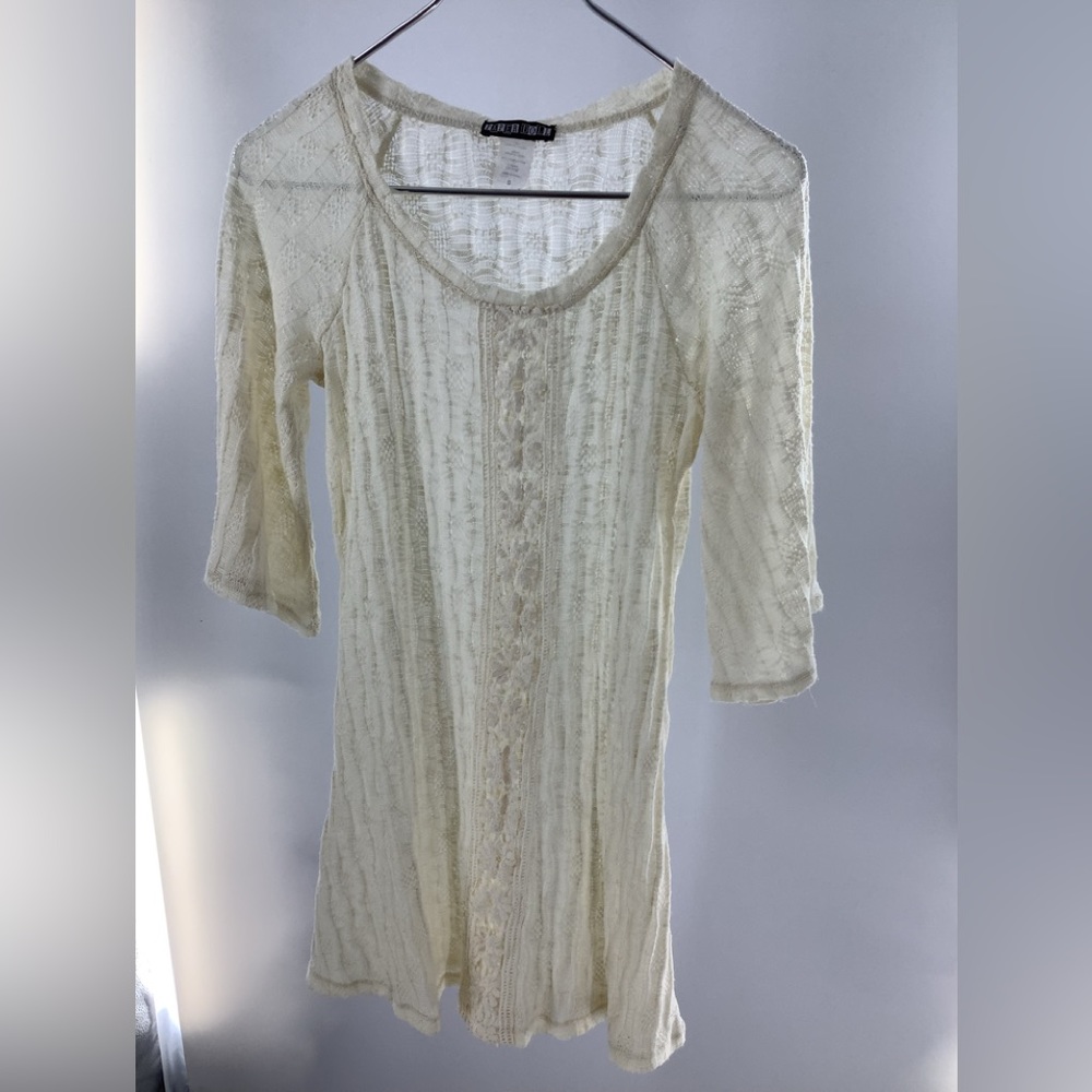 Paper Doll Dress  sheer size Small ,BoHo inspired ,form fit slight flared sleeve